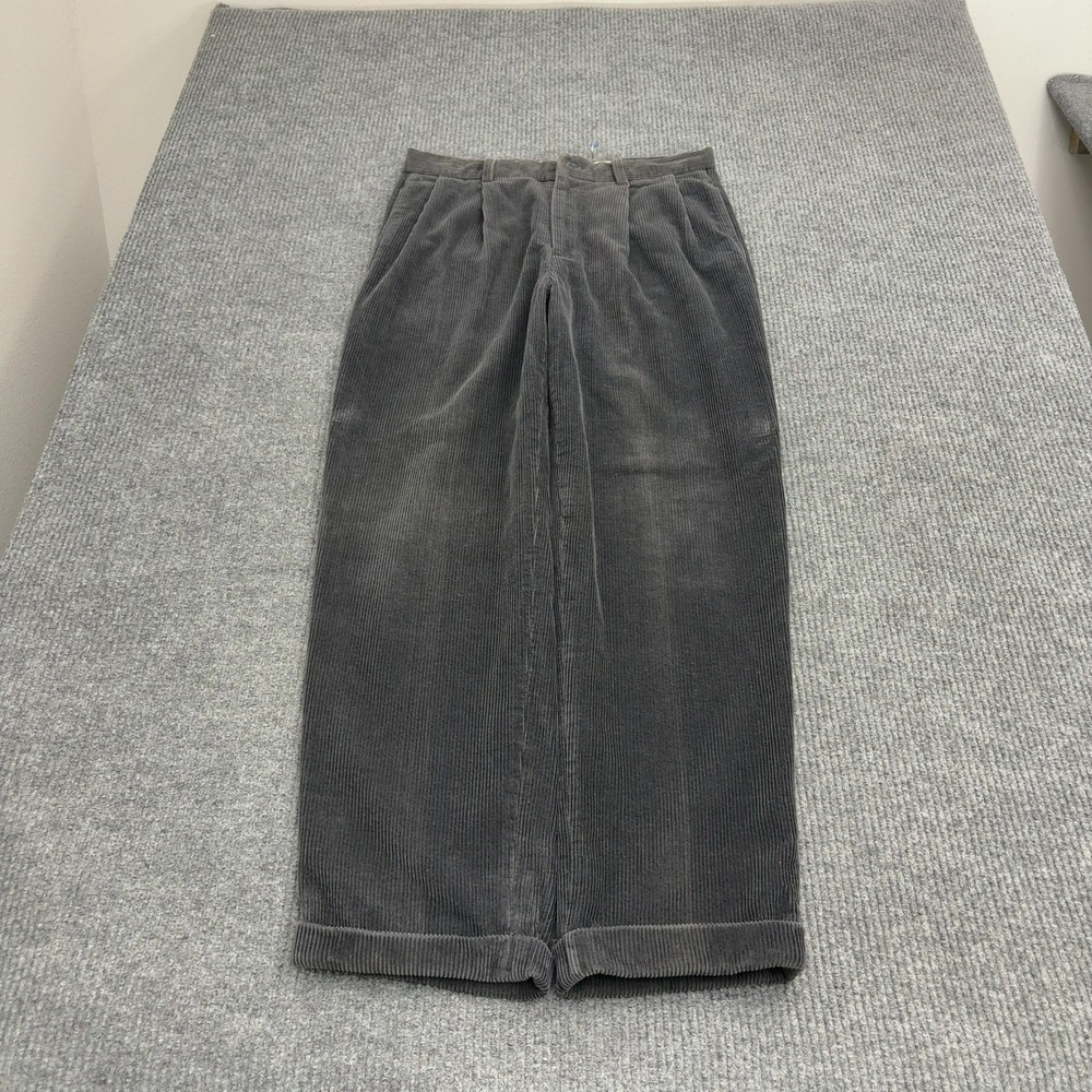 Baracuta Pants Mens 34 Grey Cotton Corduroy Pleated Classic Casual Workwear
